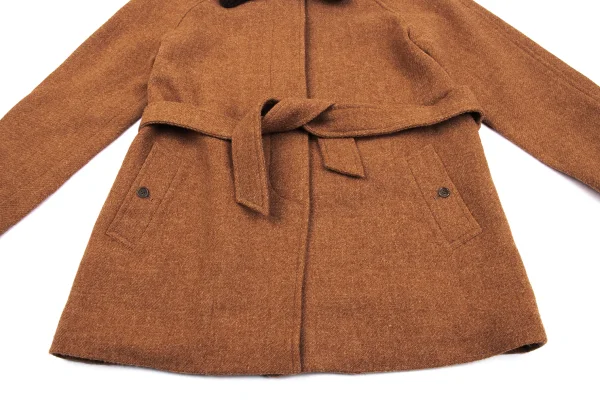 MARGARET HOWELL Detachable Fur Wool Harris Tweed Jacket K-163050_009