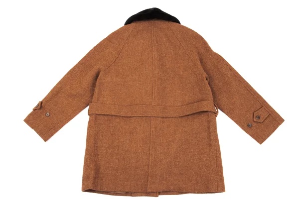 MARGARET HOWELL Detachable Fur Wool Harris Tweed Jacket K-163050_015