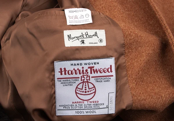 MARGARET HOWELL Detachable Fur Wool Harris Tweed Jacket K-163050_019