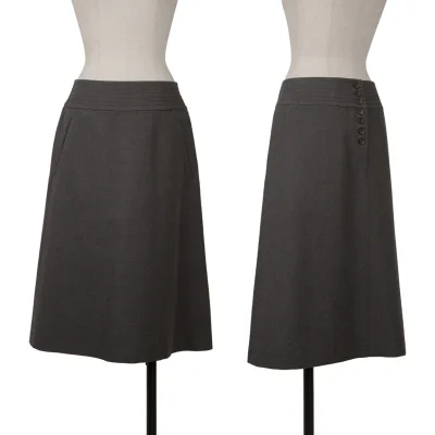 MARGARET HOWELL Wool Cotton Buck Button Skirt