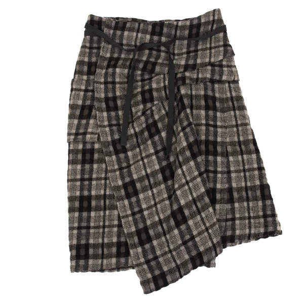 Plantation Washed Check Wrap Skirt K-163063_002