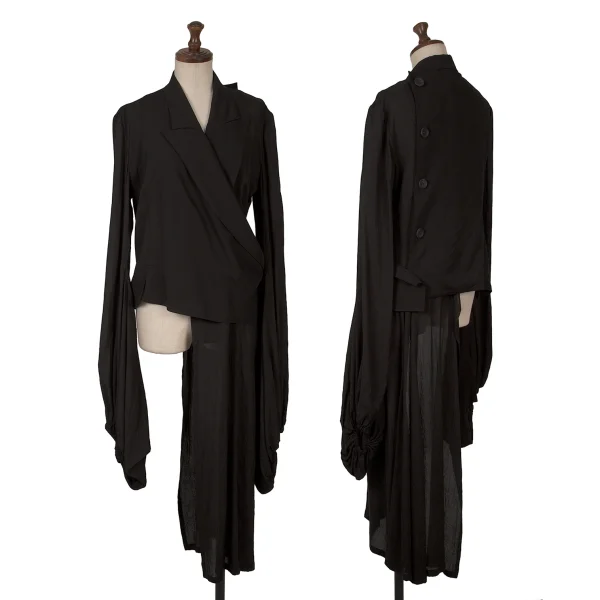 Yohji Yamamoto collections Balloon Sleeve Asymmetrical Wrap Jacket Black 1 K-163070_001