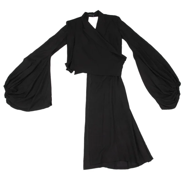 Yohji Yamamoto collections Balloon Sleeve Asymmetrical Wrap Jacket K-163070_002