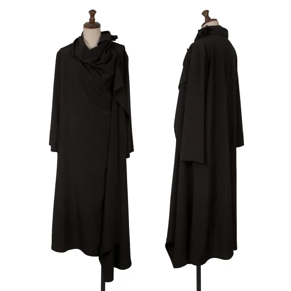 Yohji Yamamoto FEMME Draped Neck Wrap Dress Black 1 K-163071_001
