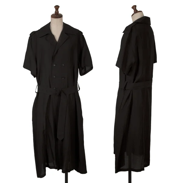 LIMI feu Linen Blend Shot Sleeve Shirt Coat Black 2 K-163075_001