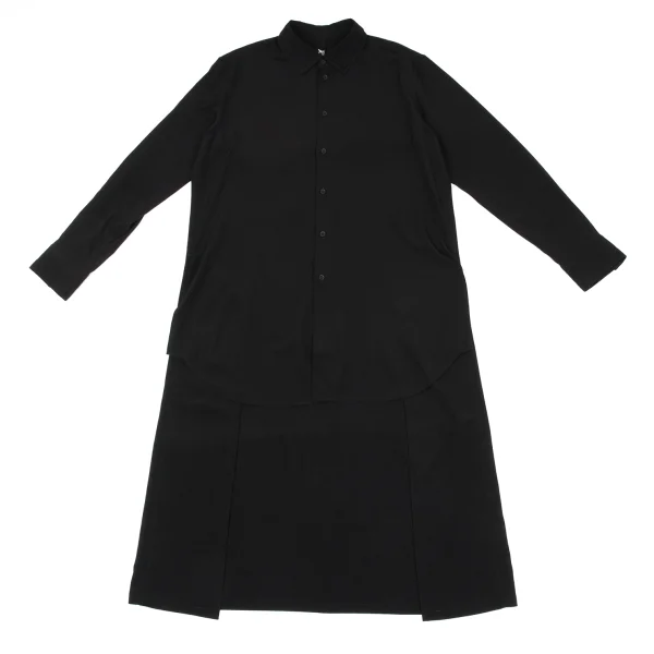 Ground Y Crepe de chine Double Collar Back Long Shirt Black 3 K-163080_001