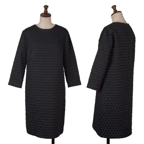 BEAUTY & YOUTH TUNITED ARROWS Dot Jacquard 3/4 Sleeve Dress Navy S-M K-163081_001