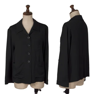 JIL SANDER NAVY Rayon Blend Patch Pocket Stretch Jacket