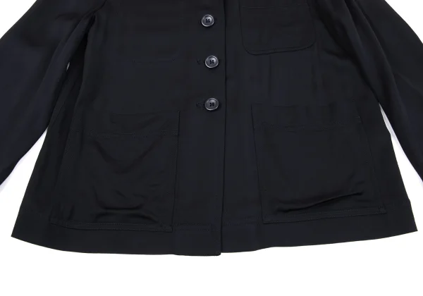 JIL SANDER NAVY Rayon Blend Patch Pocket Stretch Jacket K-163086_014
