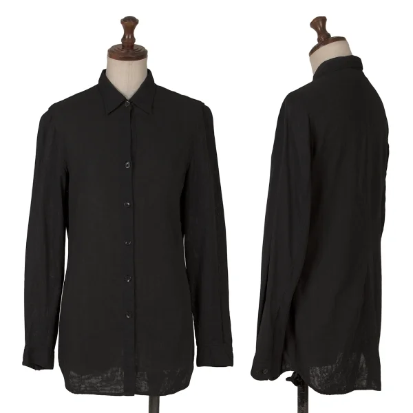 JOSEPH Cotton Switching Long Sleeve Shirt Black M K-163092_001