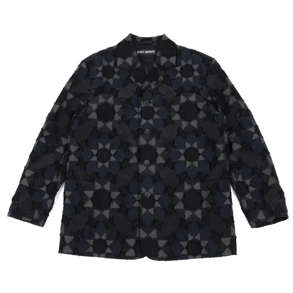 ISSEY MIYAKE MEN A-POC INSIDE Geometric Jacquard Woven Jacket Black,Navy 1 K-163099_001