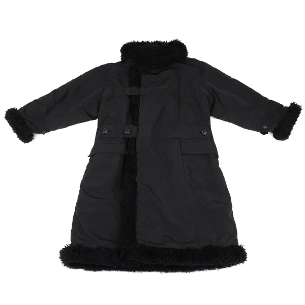 ISSEY MIYAKE MEN Fur Trim Padding Long Coat Black M K-163100_001