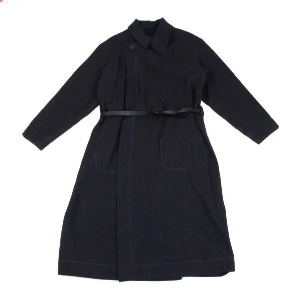 ISSEY MIYAKE MEN Alpaca Blended Long Coat Navy 2 K-163101_001