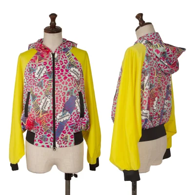 KANSAI YAMAMOTO Poly Comic Leopard Print Mesh Zip Hoodie