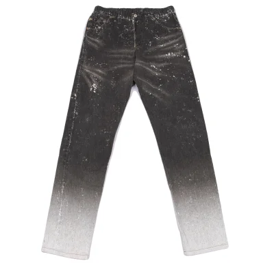 ISSEY MIYAKE me Bleached Denim Transfer Print Stretch Slim Pants