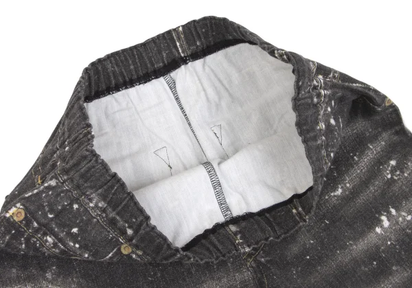 ISSEY MIYAKE me Bleached Denim Transfer Print Stretch Slim Pants K-163114_005