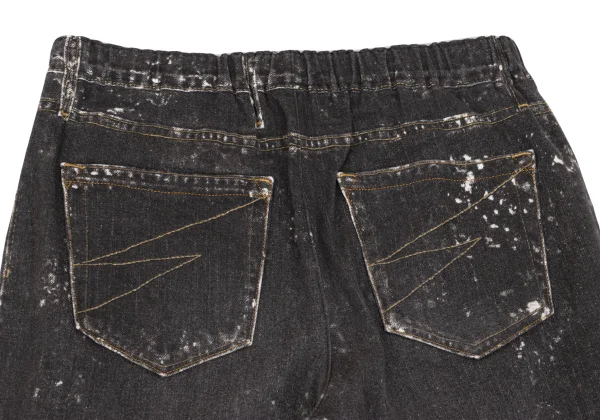 ISSEY MIYAKE me Bleached Denim Transfer Print Stretch Slim Pants K-163114_009