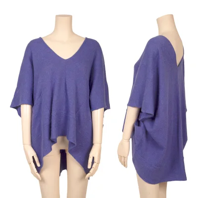 ISSEY MIYAKE me Wool Rayon V Neck Wide Knit Sweater