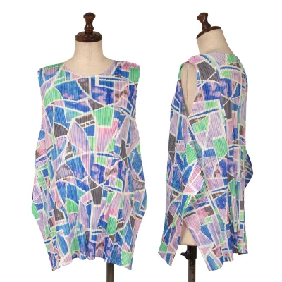 PLEATS PLEASE Bleach Graphic Printed Sleeveless Wide Top