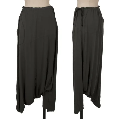 Y's Rayon Silk Stretch Asymmetry Dropped Crotch Pants