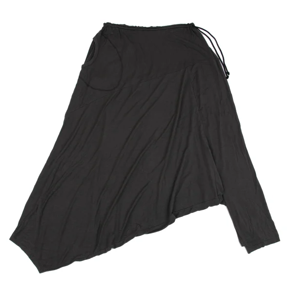 Y's Rayon Silk Stretch Asymmetry Dropped Crotch Pants K-163149_002