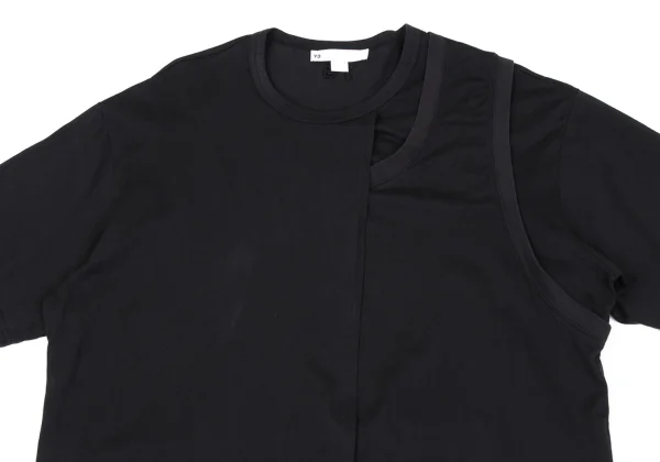 Y-3 Cotton Layered Design Half Wrap T Shirt K-163154_002