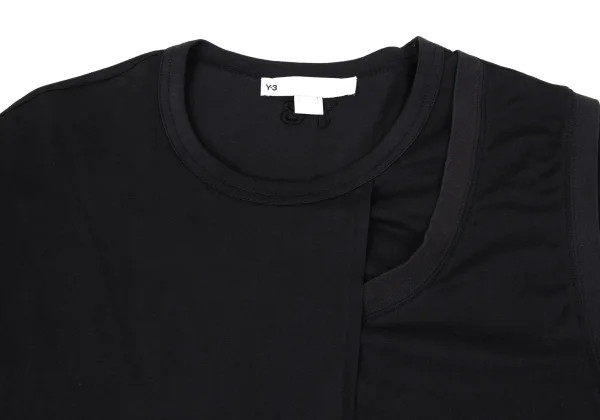 Y-3 Cotton Layered Design Half Wrap T Shirt K-163154_003