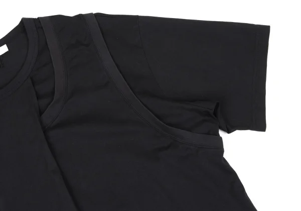 Y-3 Cotton Layered Design Half Wrap T Shirt K-163154_005