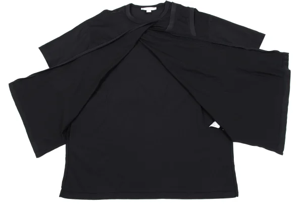 Y-3 Cotton Layered Design Half Wrap T Shirt K-163154_013