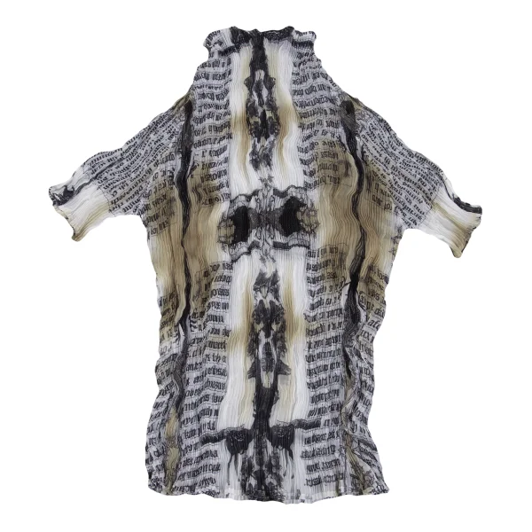 ISSEY MIYAKE WHITE LABEL Printed See-through Pleats T Shirt K-163170_009