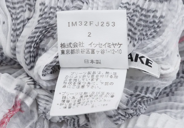 ISSEY MIYAKE WHITE LABEL Transfer Print Sheer Loop Pleated Mock Neck T-Shirt K-163171_012