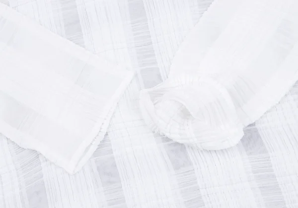 ISSEY MIYAKE Check See-through Pleated High Neck T-shirt K-163172_006