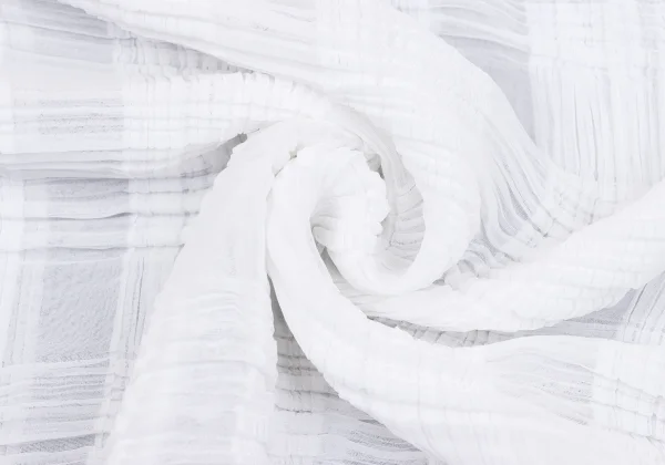 ISSEY MIYAKE Check See-through Pleated High Neck T-shirt K-163172_011