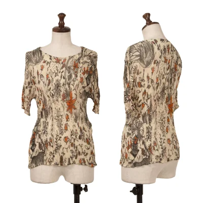 ISSEY MIYAKE Botanical Print See-through Pleats T-shirt