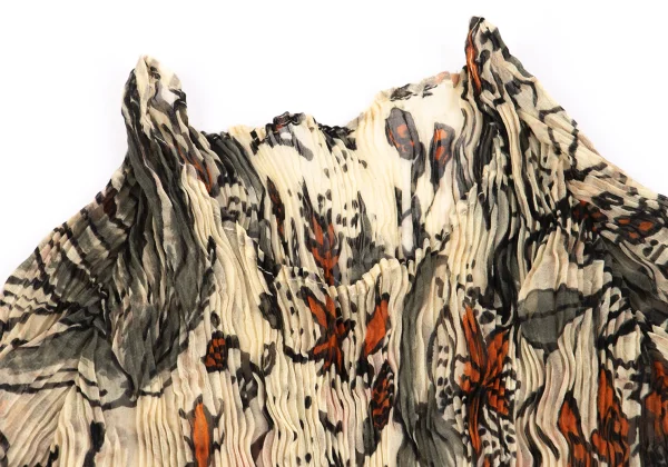 ISSEY MIYAKE Botanical Print See-through Pleats T-shirt K-163176_004