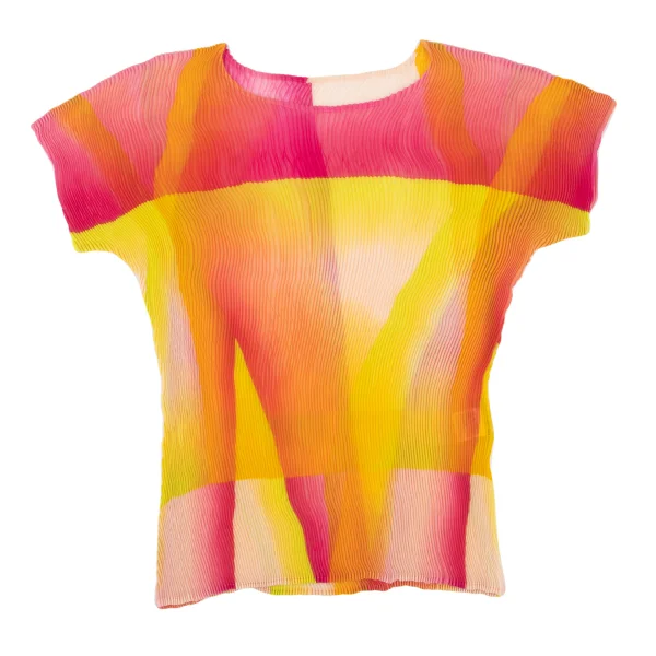 ISSEY MIYAKE Multi-color Graphic Print See-through Pleats T-shirt K-163177_002
