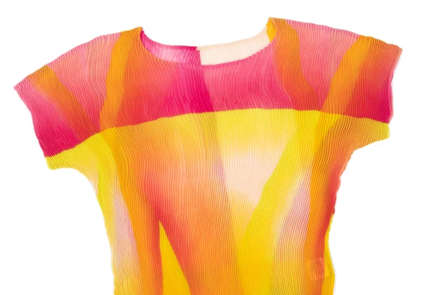ISSEY MIYAKE Multi-color Graphic Print See-through Pleats T-shirt K-163177_003