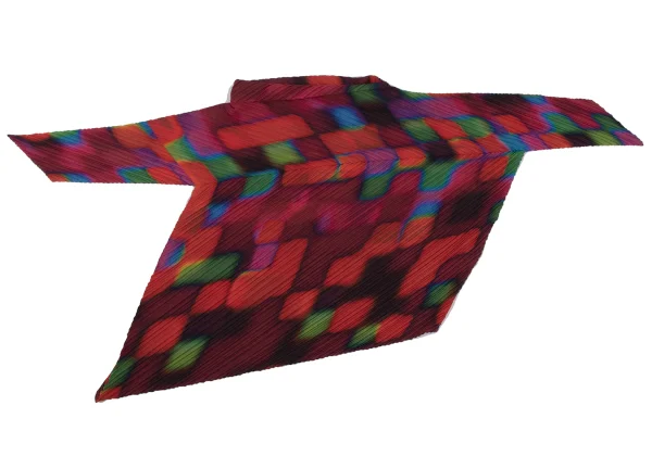 ISSEY MIYAKE Colorful Graphic Print Bias Pleats High necked Top K-163178_002