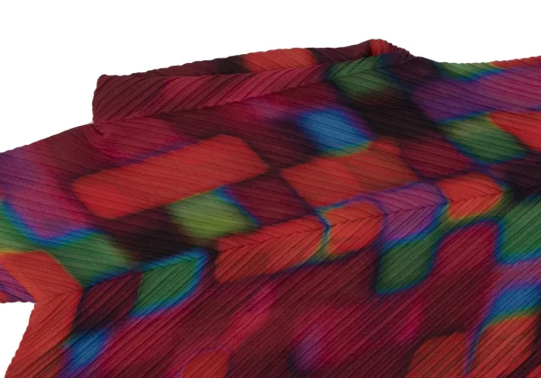 ISSEY MIYAKE Colorful Graphic Print Bias Pleats High necked Top K-163178_003