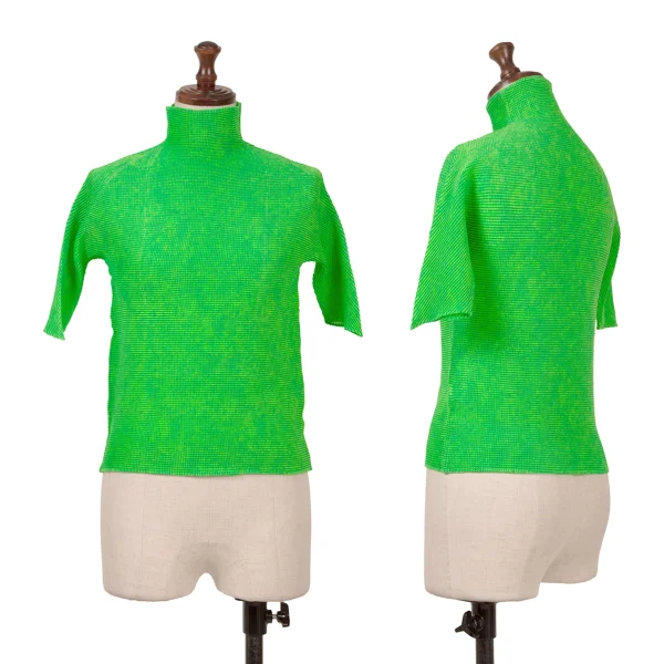 ISSEY MIYAKE PLEATS (T.) Fabric Print Stretch Pleats T-shirt Green 3 K-163180_001