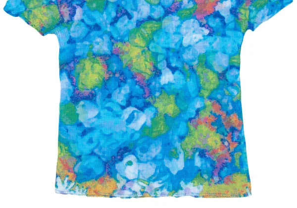 Unbranded Hydrangea Print Reversible Stretch Pleats T-shirt K-163182_006