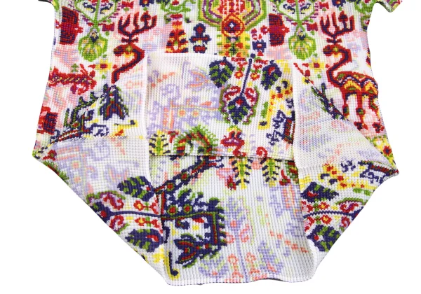 ISSEY MIYAKE me Ethnic Print Stretch Pleats High-neck T-shirt K-163183_008