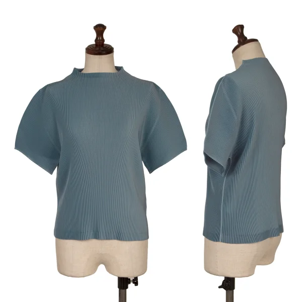 PLEATS PLEASE Mock-neck T-shirt Blue 3 K-163187_001