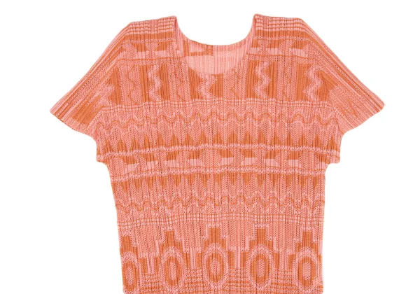 PLEATS PLEASE Graphic Jacquard Mesh Pleats T-shirt K-163188_003