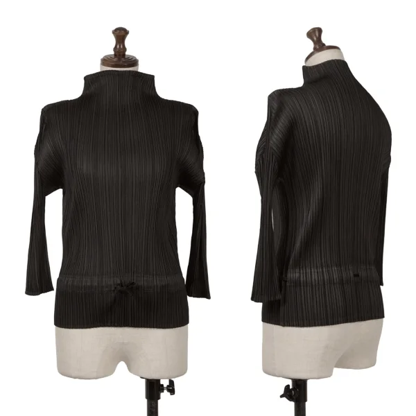 PLEATS PLEASE Drawstring Design Pleats High-neck Top Black 3 K-163189_001