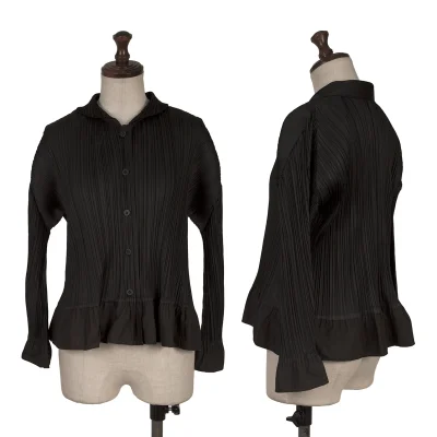 PLEATS PLEASE Switching Design Long Sleeve Pleated Blouse
