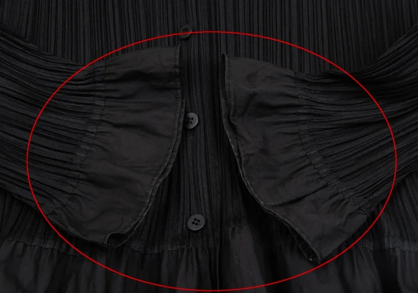 PLEATS PLEASE Switching Design Long Sleeve Pleated Blouse K-163192_006