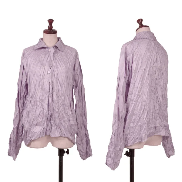 PLEATS PLEASE Wrinkled Pleats Shiny Long Sleeve Shirt Purple 3 K-163193_001