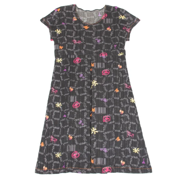PLEATS PLEASE Cotton Blend Multi Printed Pleats Dress K-163194_002
