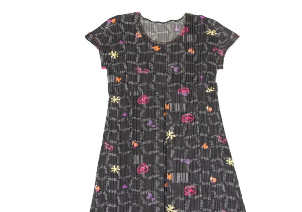 PLEATS PLEASE Cotton Blend Multi Printed Pleats Dress K-163194_003